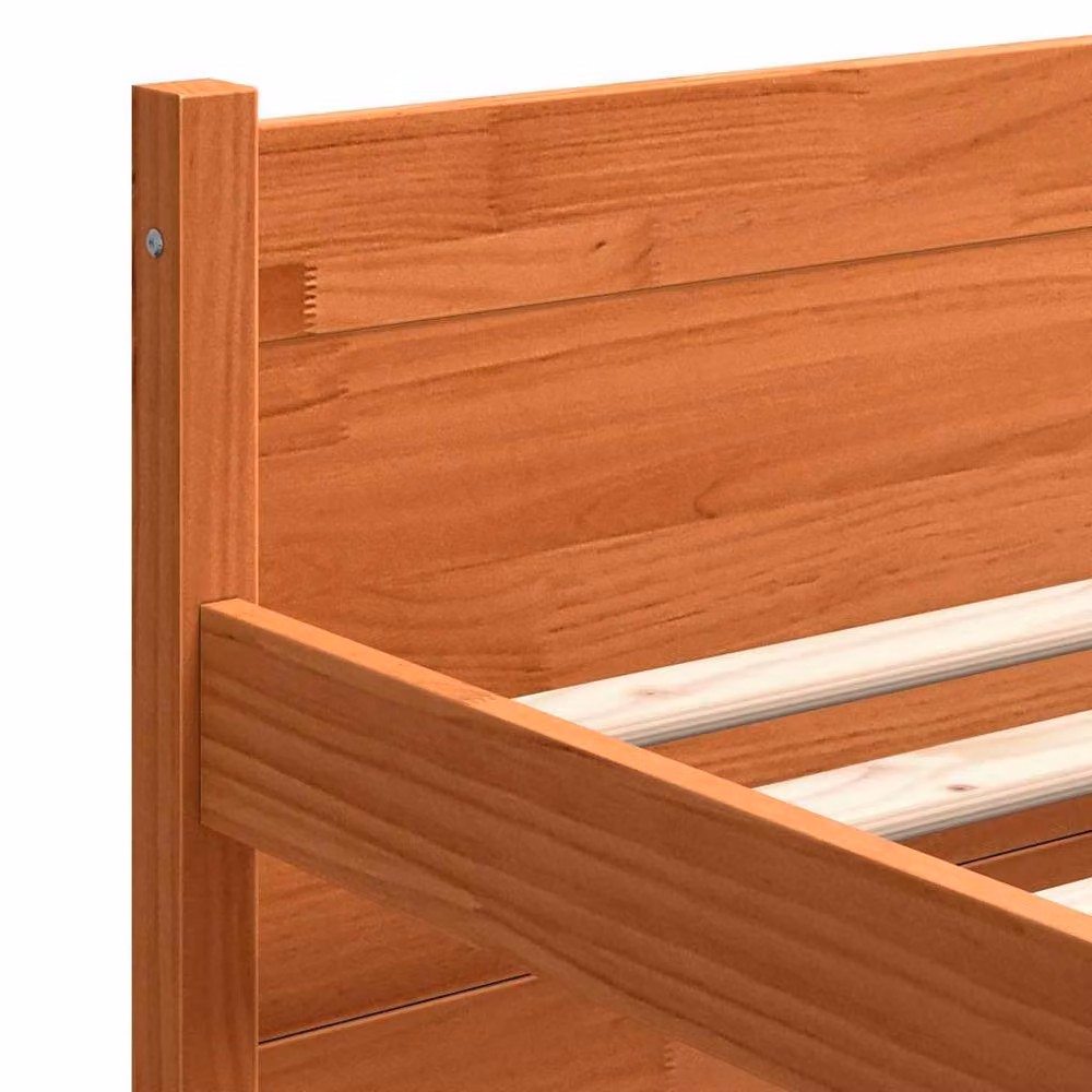 Berkfield Home Solid Pine Wood Bed Frame in Wax Brown, W/D/H: 205.5 x 165.5 x 51 cm – 3