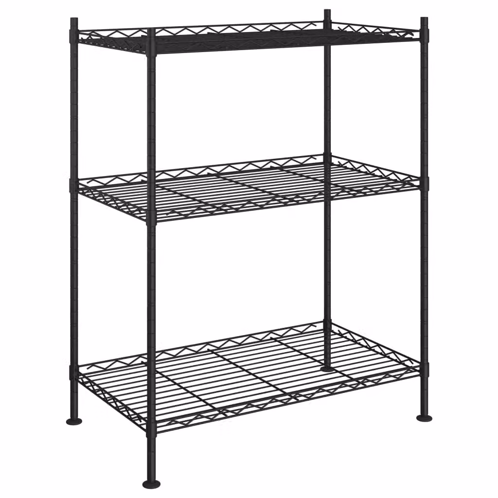 Berkfield Home 3-Tier Metal Storage Rack in Black, W/D/H: 60 x 35 x 76 cm – 2