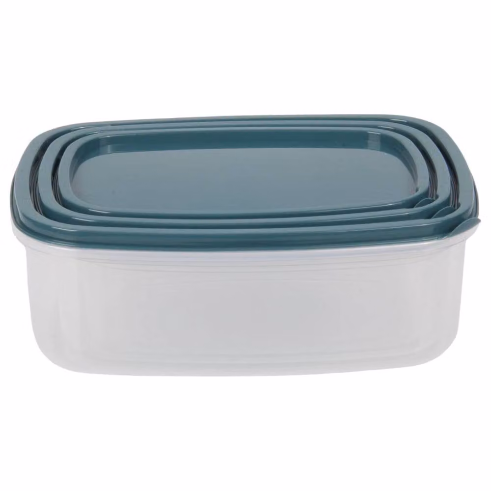 KORVIXA 3-Piece Rectangle Food Storage Container Set in Clear Plastic with Snap Lids – 2