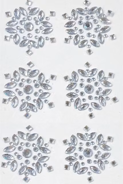 Syntego Pack of 6 Silver Snowflake Resin Stickers