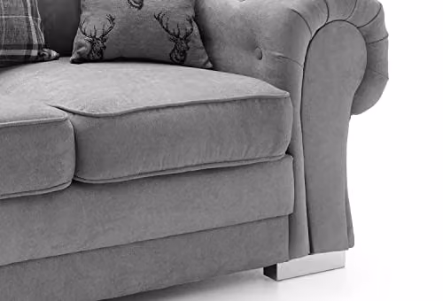 Abakus Direct Verona 2 Seater Fabric Sofa in Grey, W/D/H: 175 x 88 x 80 cm – 6