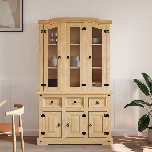 Berkfield Home Corona Highboard in Brown Mexican Pine, W/D/H: 112 x 43 x 196 cm – 1
