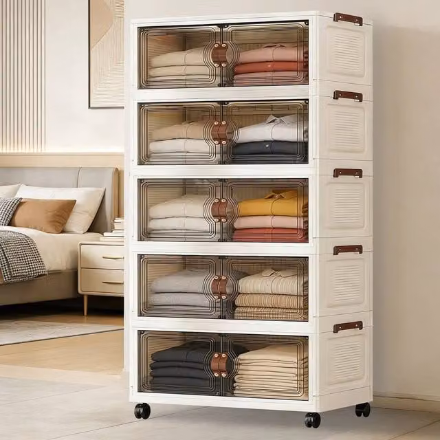 FORGEVIO 5 Tier Large Stackable Storage Box Cabinet in White