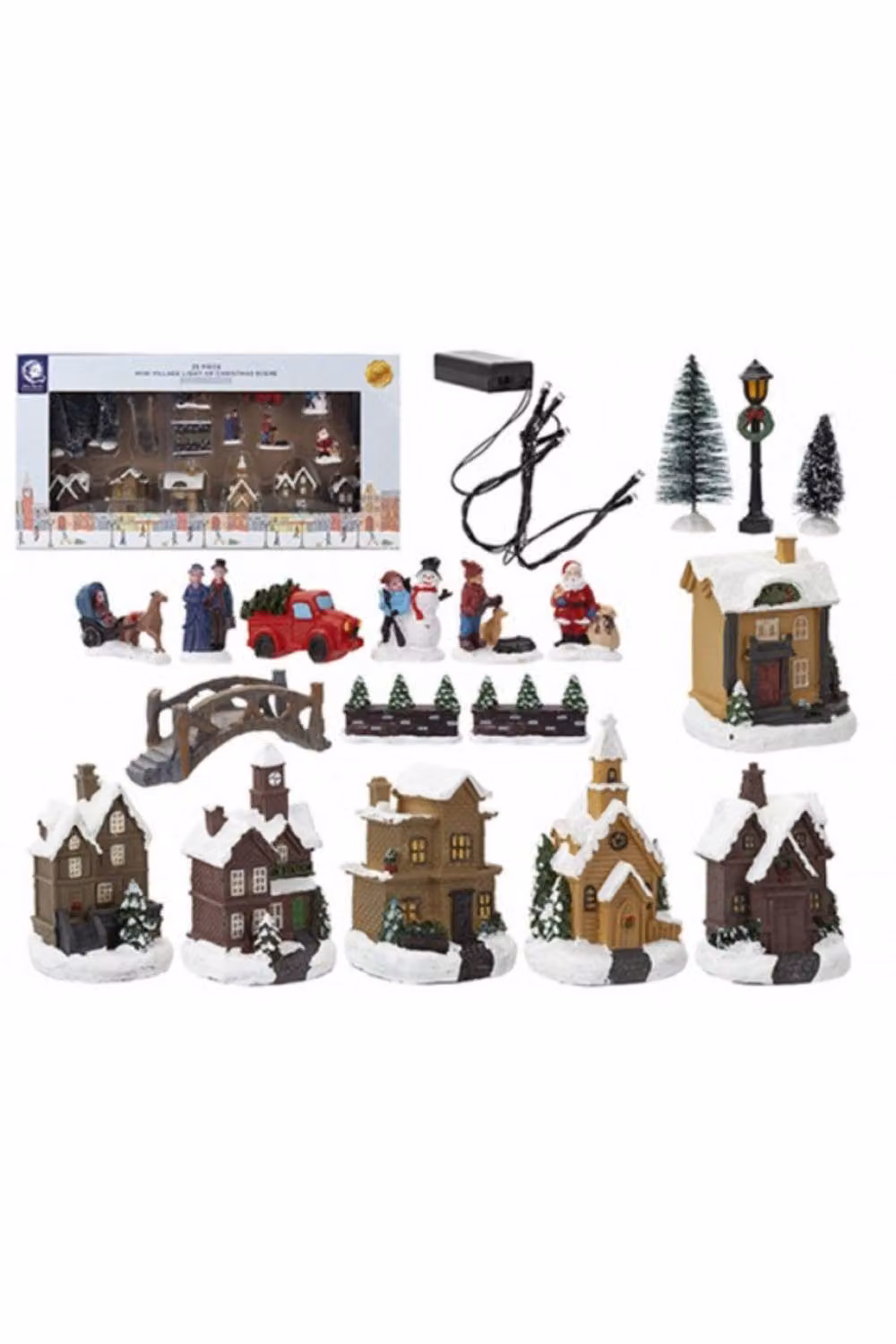 KDMD Mini Christmas Village Scene Set, 25 Pack Multicolour Plastic Tabletop Decorations – 2