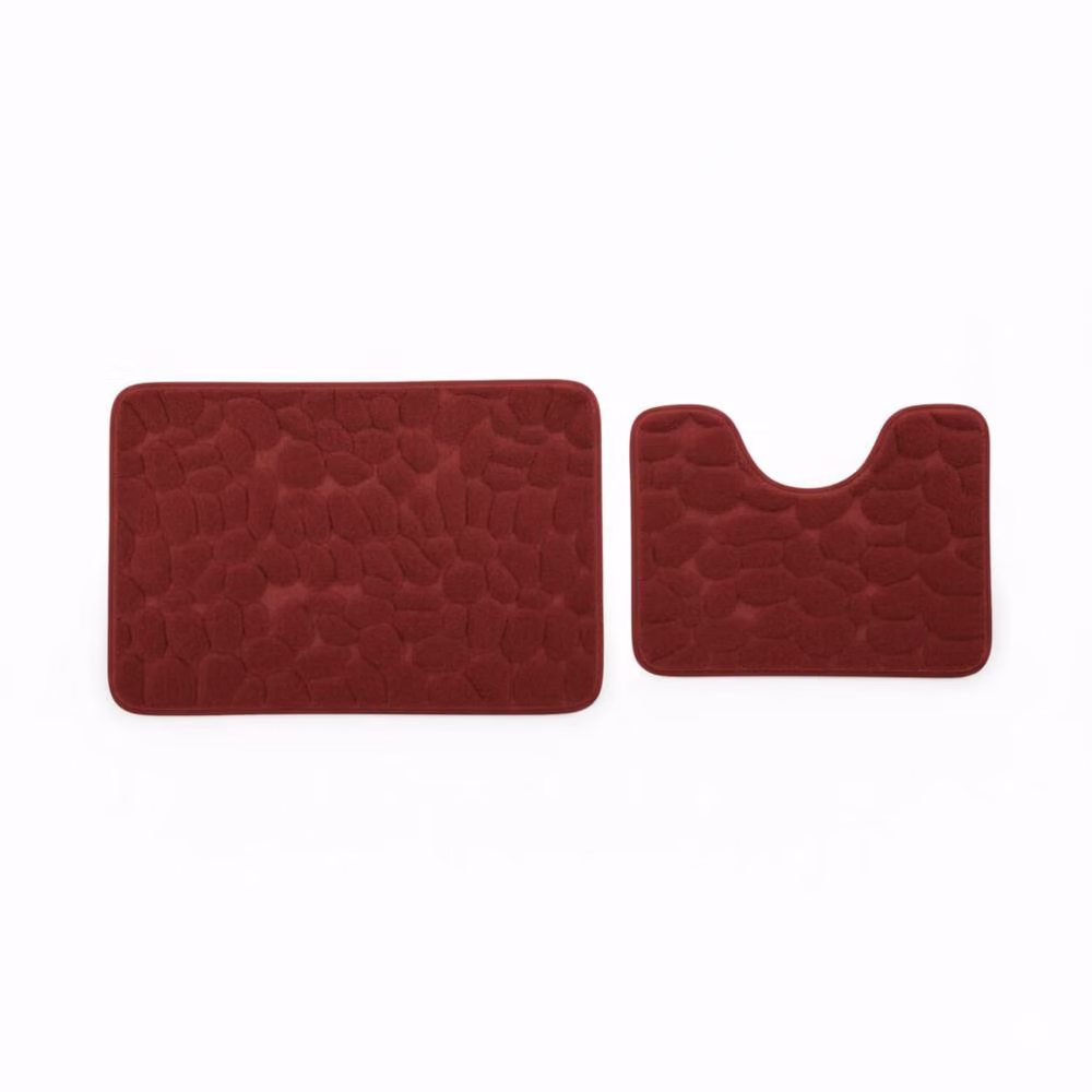 Snug City Pebble Design Memory Foam Bath Mat Set in Red, W: 80 cm x D: 50 cm – 2