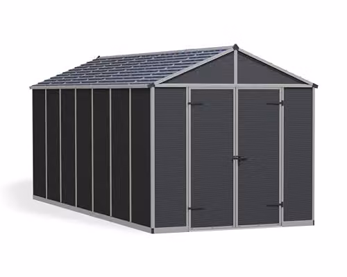 Canopia by Palram Rubicon Modern Gable Shed, Dark Grey, W: 232 cm, D: 237 cm, H: 237 cm
