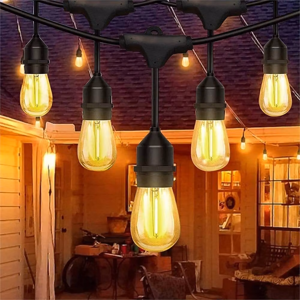SPETLEK Black Festoon Outdoor String Lights with 10 Shatterproof Warm White LED Vintage Bulbs – 3