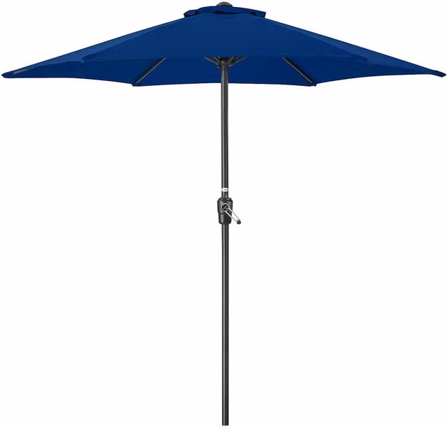 Christow Blue Garden Parasol Umbrella with Steel Frame and Polyester Canopy, Diameter: 240 cm