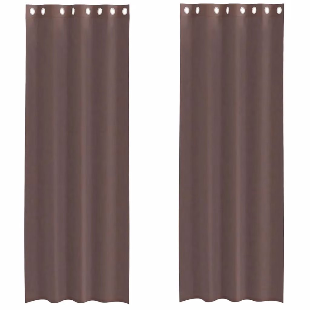 Berkfield Home Brown Voile Fabric Panel Curtains with Eyelets, 2 Pack, W: 140 cm, H: 300 cm – 2