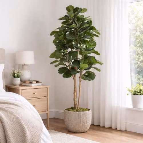 Leaf Design UK 180cm Artificial Fiddle Fig Deluxe Tree in Green with Black Plastic Pot – 4