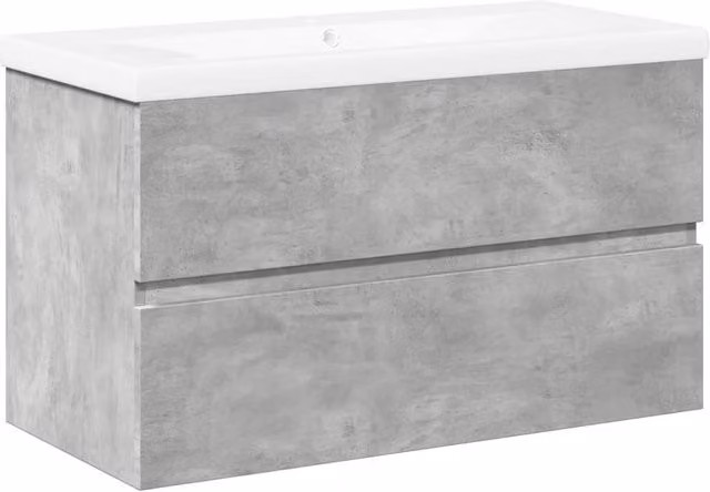 Berkfield Home 2 Piece Modern Wall Mounted Bathroom Furniture Set in Matt Concrete Grey