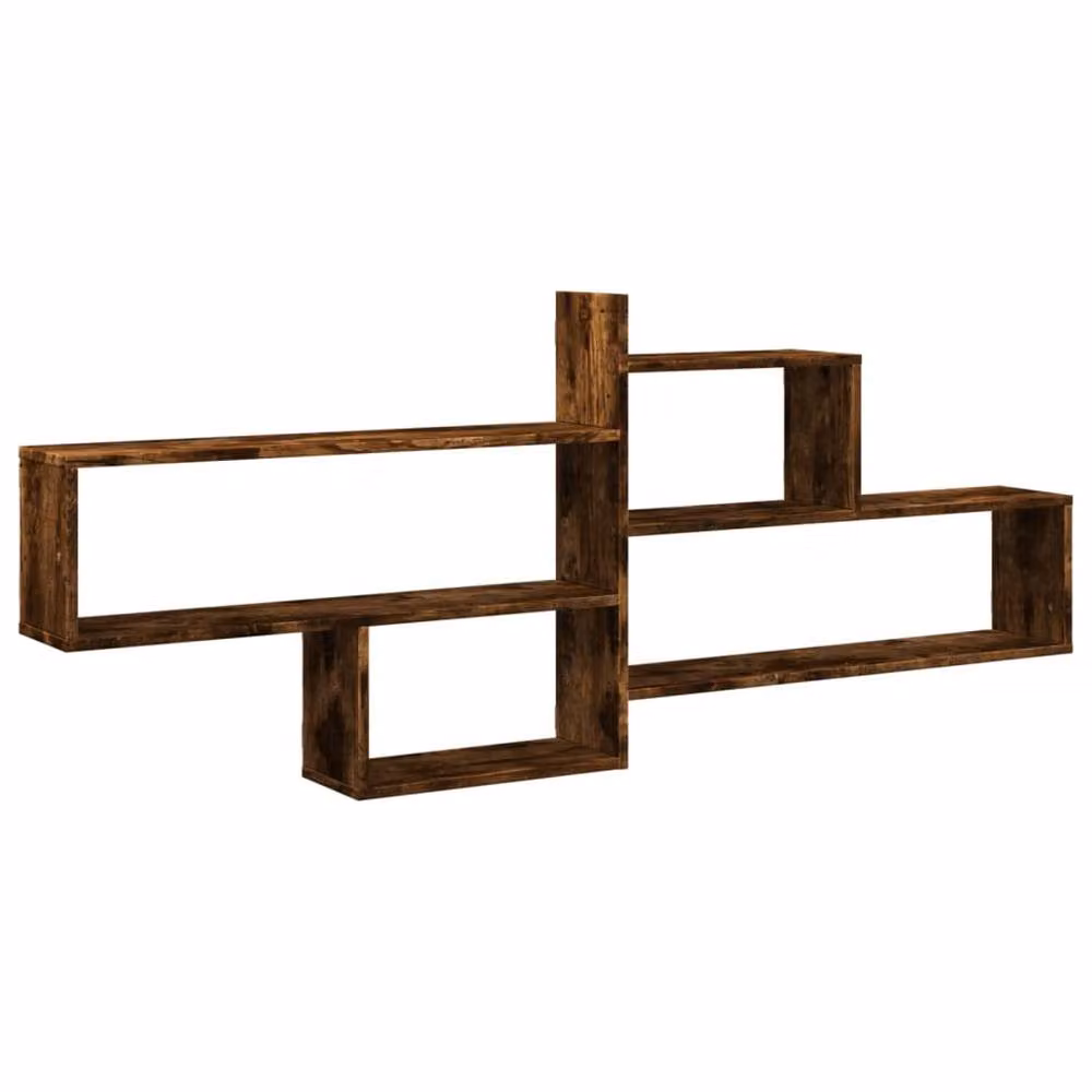 Berkfield Home Wall Mounted Smoked Oak Shelf in Brown, W: 167.5 cm, H: 68 cm, D: 18 cm – 2