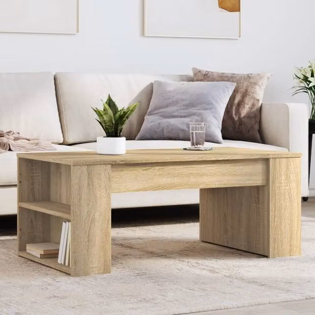 Berkfield Home Sonoma Oak Coffee Table in Brown, W/D/H: 102 x 55 x 42 cm – 1