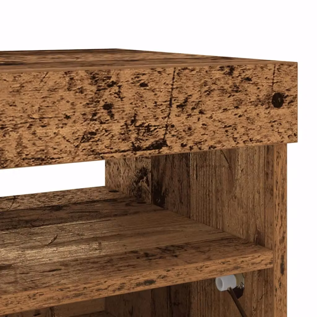 Berkfield Home Modern TV Cabinet with LED Lights in Old Wood Brown, W/D/H: 80 x 35 x 40 cm – 7