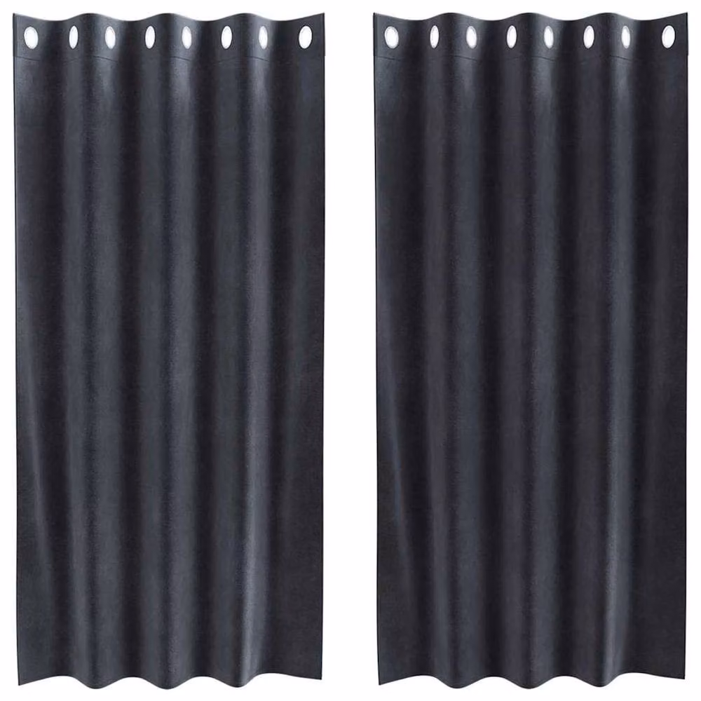 Berkfield Home Modern Blackout Velvet Curtains with Eyelets, 2 Pack, Grey – 3