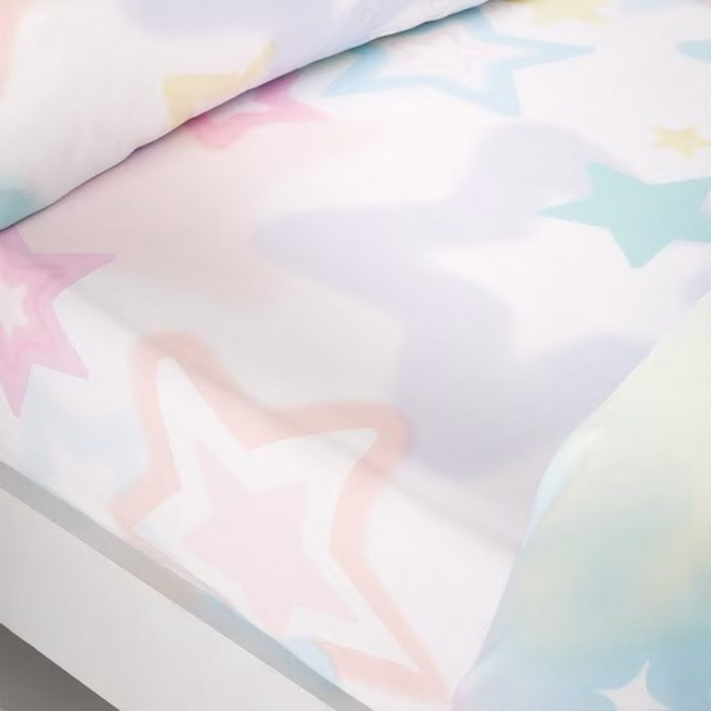 Catherine Lansfield Ombre Star Fitted Bed Sheet in White and Multicolour