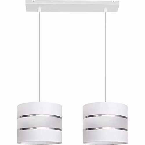 Netlighting Helen Straight Bar Pendant Ceiling Light in White and Silver, 45 cm