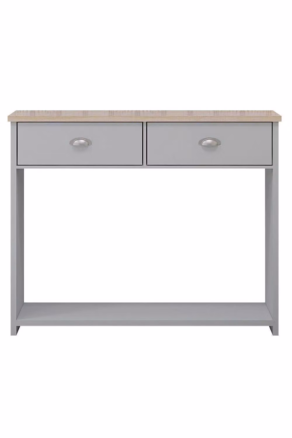 FWStyle Westbury Grey and Light Oak 2 Drawer Console Table W/D/H: 76 x 35 x 97 cm – 2