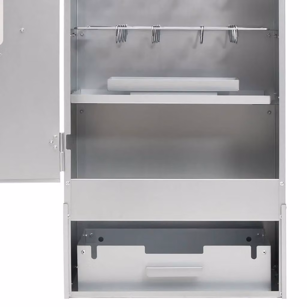 Berkfield Home Vertical BBQ Oven Smoker with Table in Silver Galvanised Steel – 2