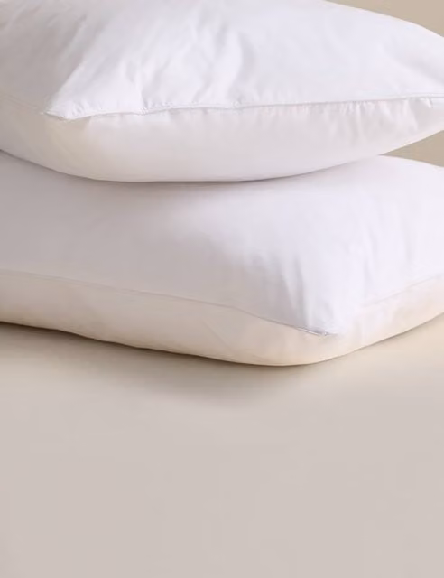 M&S 2 Pack White Firm Microfibre and Polyester Cluster Fibre Pillows
