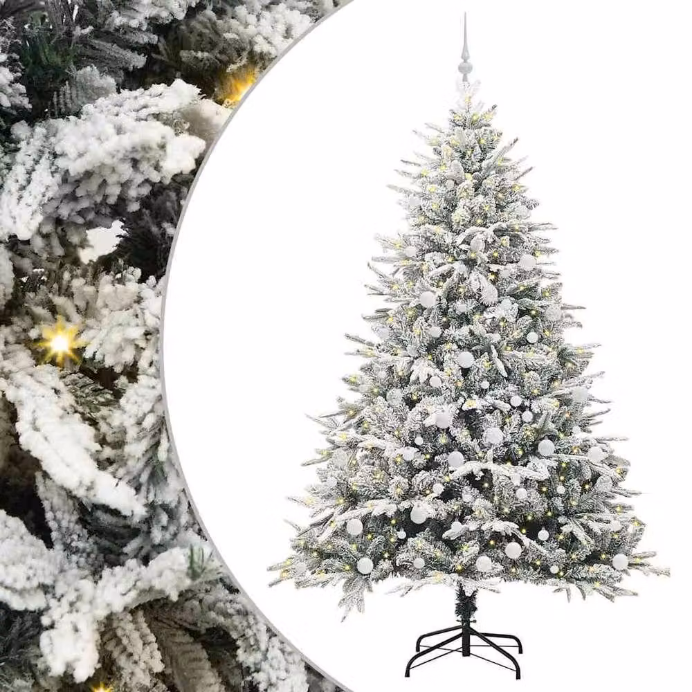 Berkfield Home Artificial Pre-lit Christmas Tree with Ball Set, Green, Height: 210 cm – 2