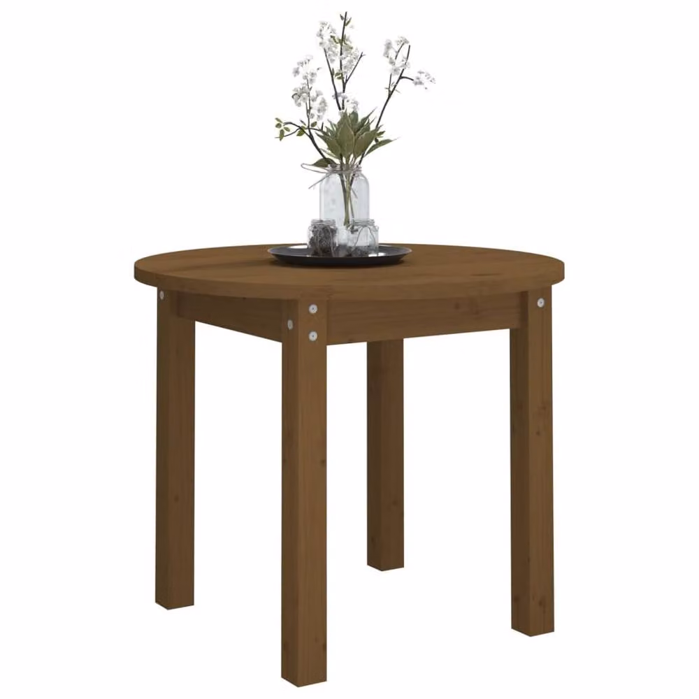 Berkfield Home Round Solid Wood Pine Coffee Table in Honey Brown, W/D/H: 55 x 45 x 45 cm – 3