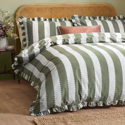 Furn Birdie Stripe Reversible Cotton Pillowcase Pair in Green, W/D/H: 50 x 50 x 50 cm – 3