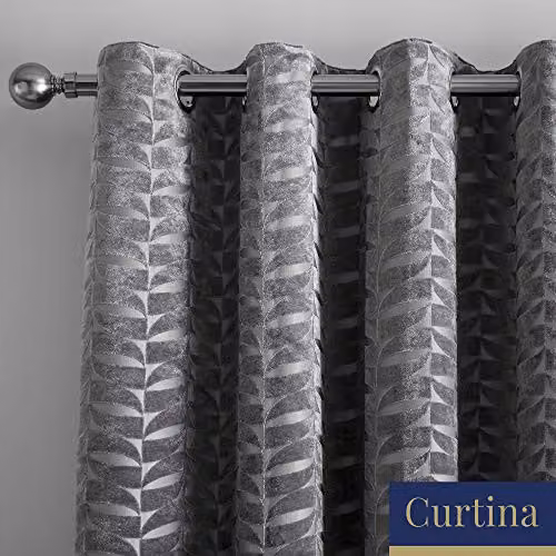 Curtina Kendal Grey Eyelet Curtains, W: 117 cm, H: 183 cm – 3