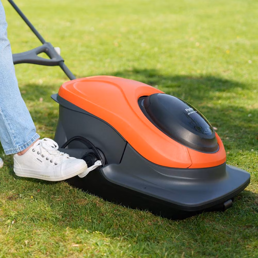 Flymo EasiHover 300 36V Cordless Hover Lawnmower in Orange with Rechargeable Battery and Collection Bag – 3
