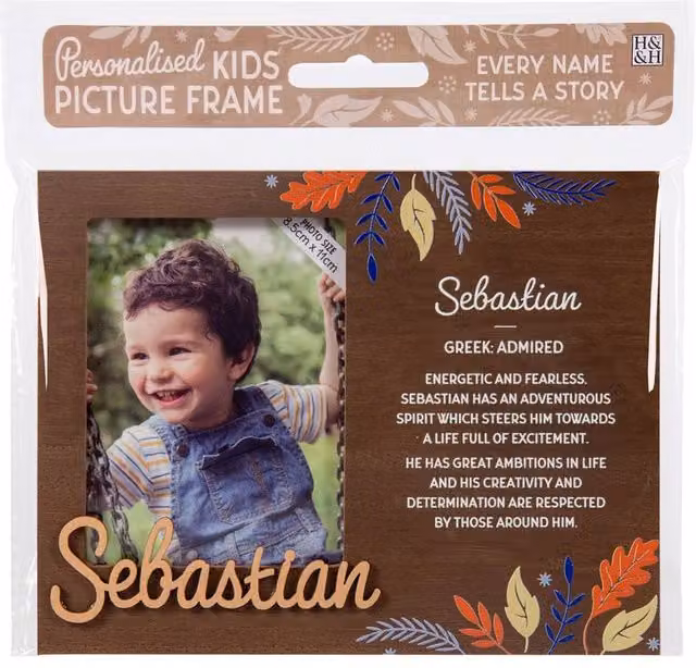 History & Heraldry Pre-personalised Sebastian Child's Picture Frame, Brown, W: 11 cm, H: 8.5 cm – 2