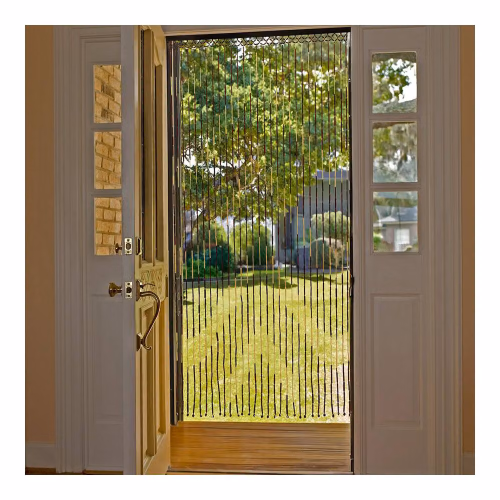 JVL Provence Hanging Wooden Beaded Door Curtain with Arrow Design in Yellow and Brown, W: 90 cm, H: 180 cm – 2