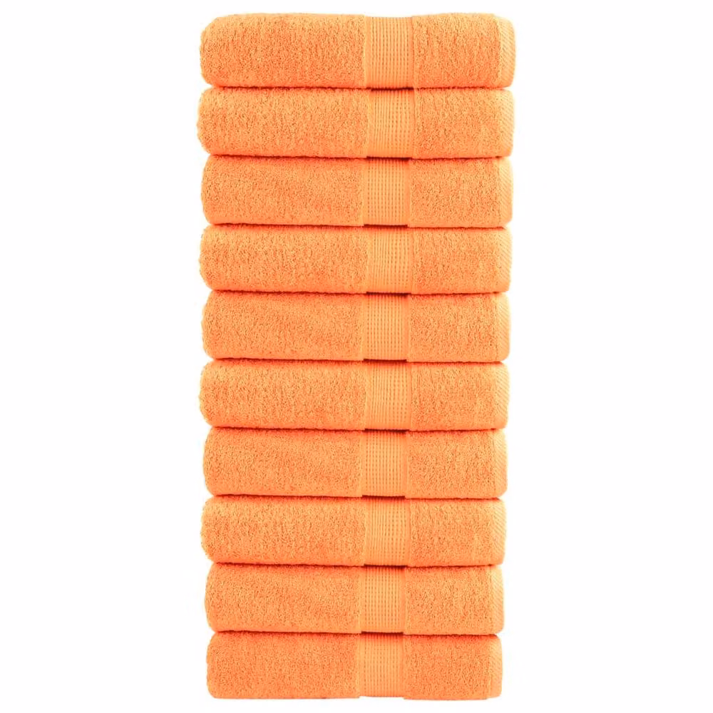 Berkfield Home SOLUND Premium Cotton Terry Shower Towels, Orange, 10 Pack, W: 70 cm, H: 140 cm, 600 gsm – 2