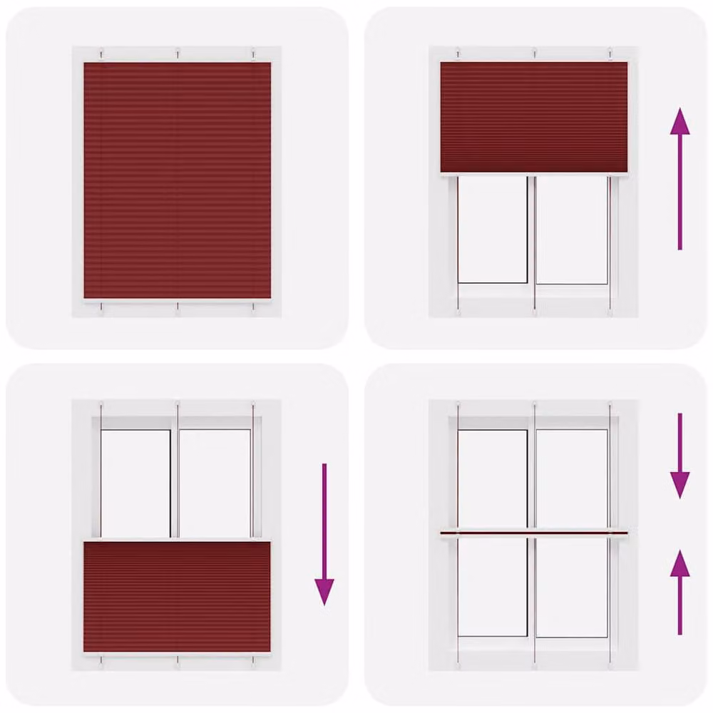 Berkfield Home Single Pleat Corded Blind in Bordeaux Red, W: 110 cm, H: 150 cm – 3