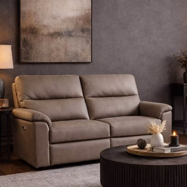 Aspire Marlowe Real Leather Power Recliner Two Seater Sofa with USB Charging in Beige – 2