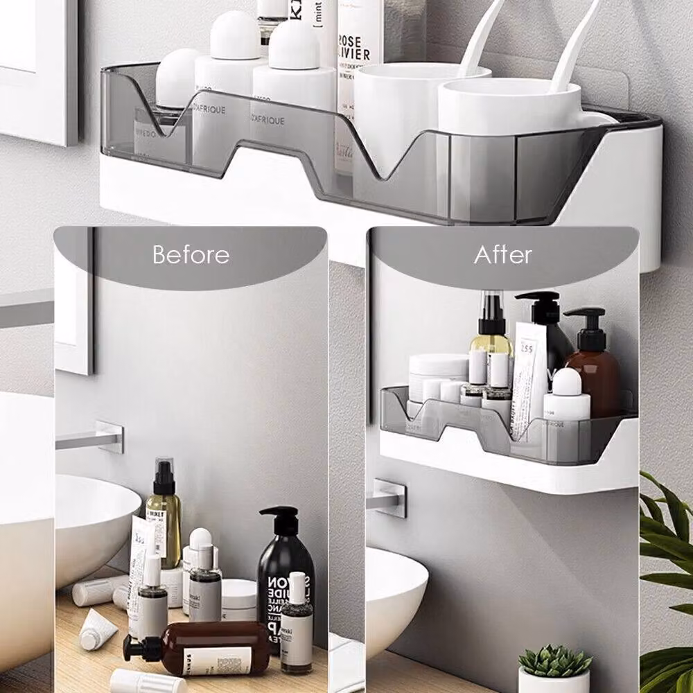 VOGREX 2-Piece Removable Bathroom Shower Shelf Rack Storage in White – 4