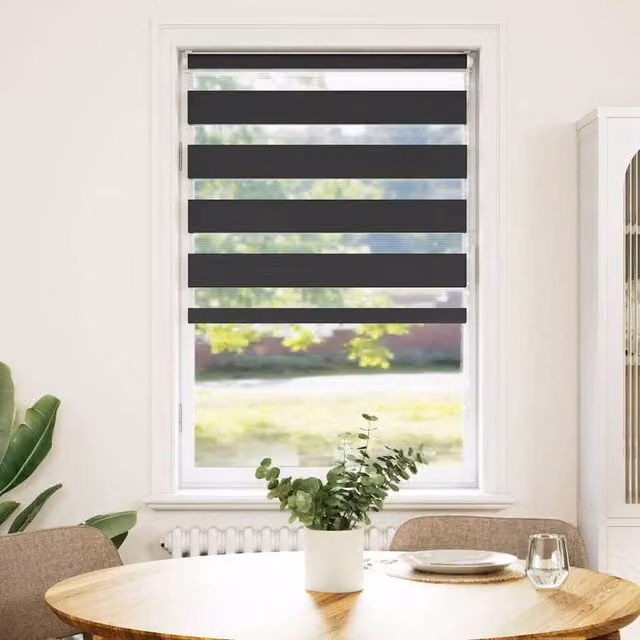 Berkfield Home Black Zebra Blind with Striped Polyester Fabric, W: 80 cm, H: 150 cm
