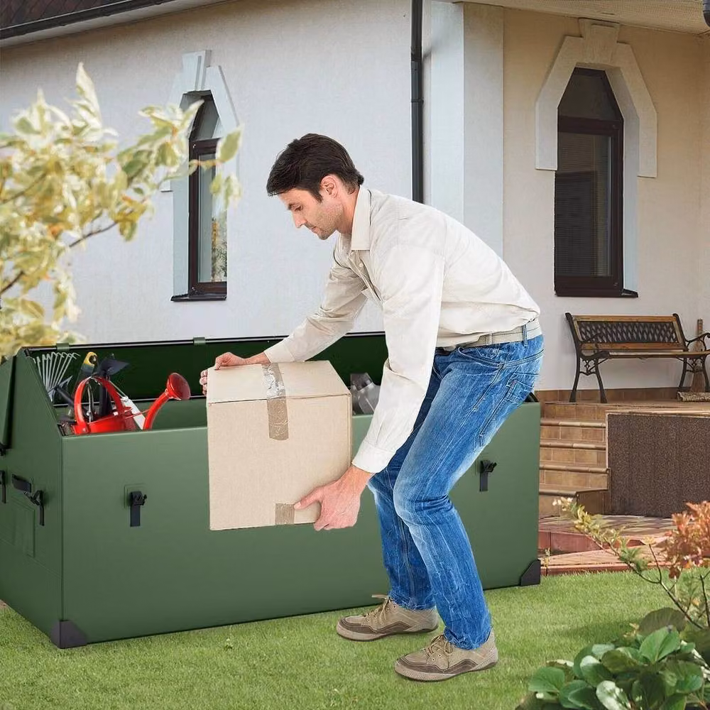 PAWNORA Waterproof Outdoor Garden Storage Box, 658L, Green – 5