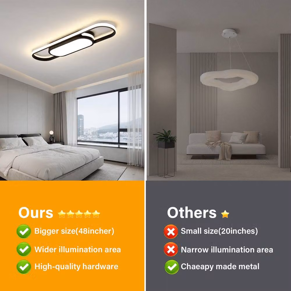 INMTFEI Modern Black Oval LED Ceiling Light, Dimmable and Adjustable Flush Mount Lamp – 4