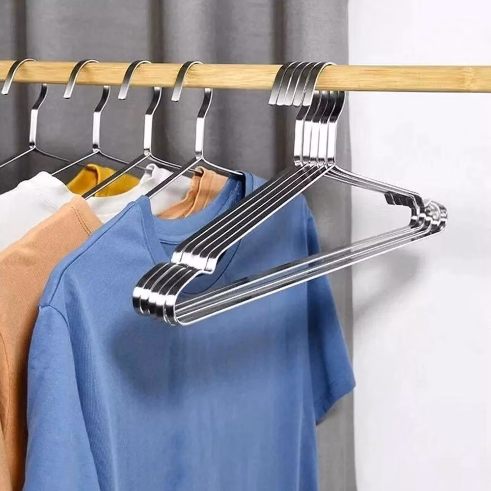 NESTLUNE 5-Piece Non-Slip Stainless Steel Clothes Hangers in Silver – 3