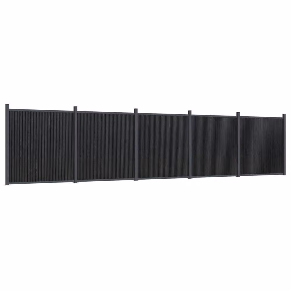Berkfield Home Durable WPC and Aluminium Fence Panel, Grey, W: 872 cm, H: 186 cm – 2