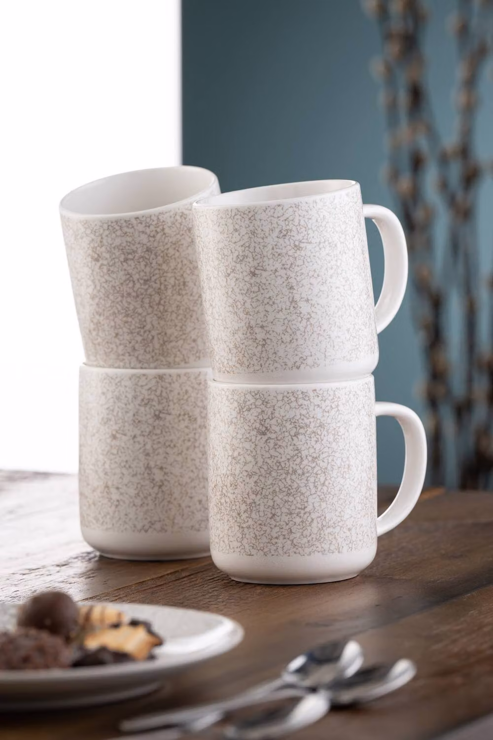 Belleek Living Terra Set of 4 Mugs in Beige and Grey – 2