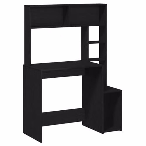 vidaXL Modern Writing Desk with Shelves in Black, W: 100 cm, D: 45 cm, H: 140 cm