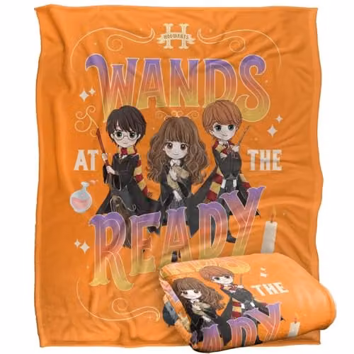 Warner Bros. Harry Potter Wands At The Ready Super Soft Fleece Throw Blanket, Multicolour, W/D/H: 152.4 x 127.0 x 152.4 cm – 1