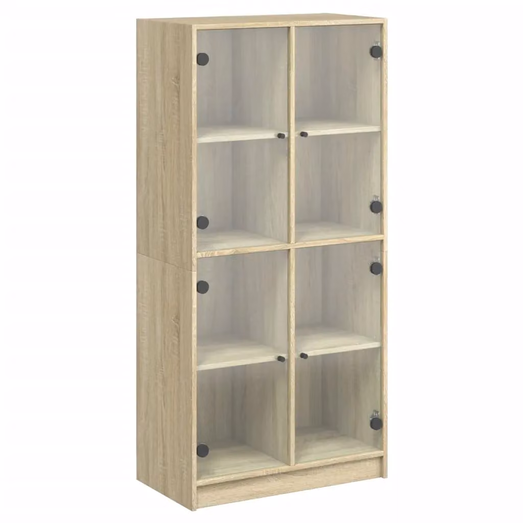 Berkfield Home Modern Highboard with Glass Doors in Sonoma Oak, Brown, W/D/H: 68 x 37 x 142 cm – 2