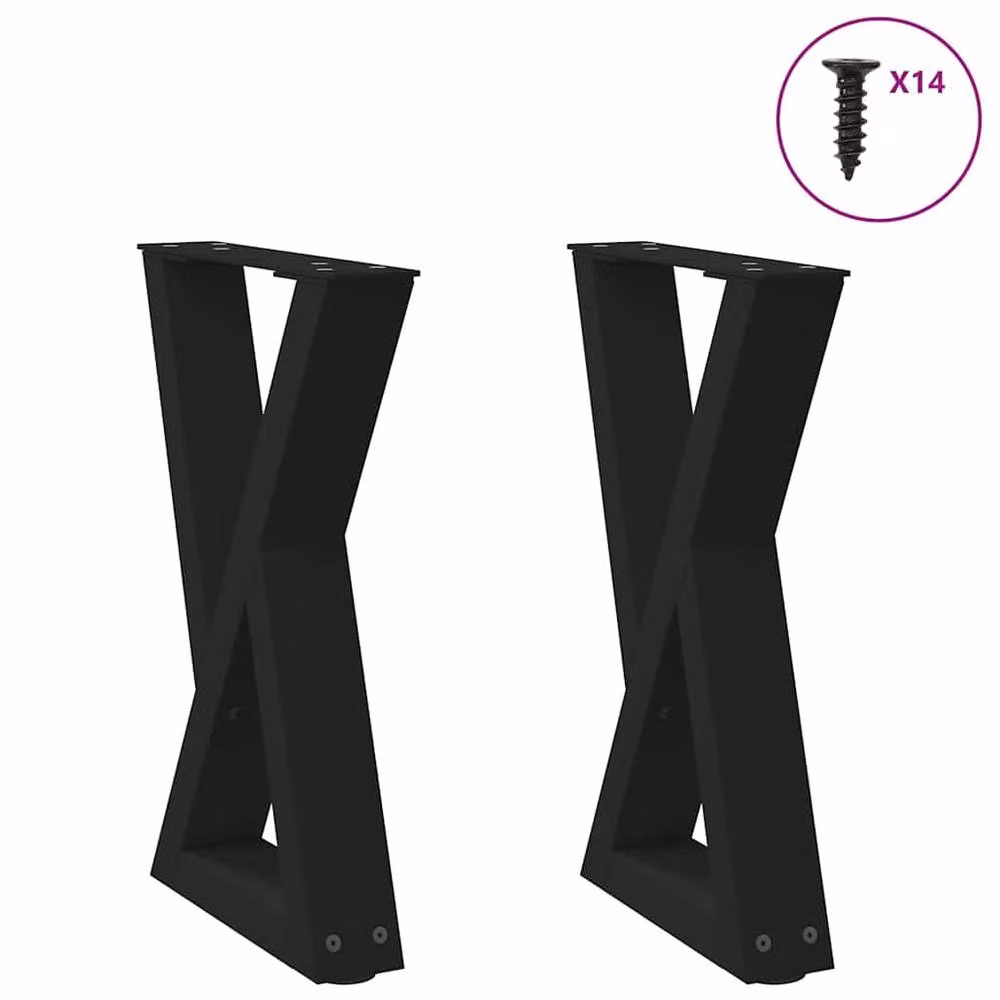 Berkfield Home Steel Coffee Table Legs, 2 Pieces, Black Matt, W: 28 cm, H: 42-43.3 cm – 2