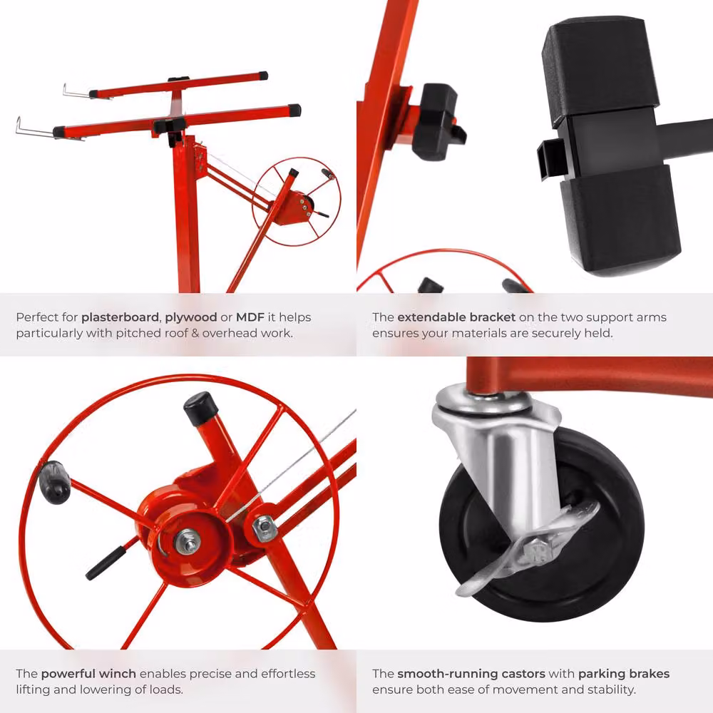 tectake Plasterboard Lifter in Red Metal – 5