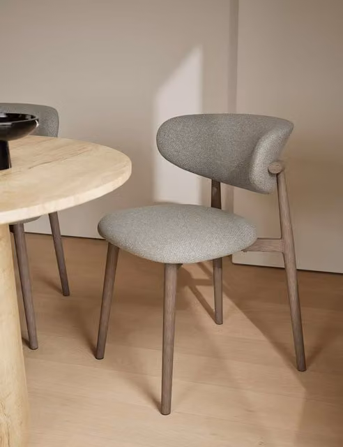 Gallery Direct Set of 2 Modern Grey Fabric and Wood Upholstered Arc Dining Chairs