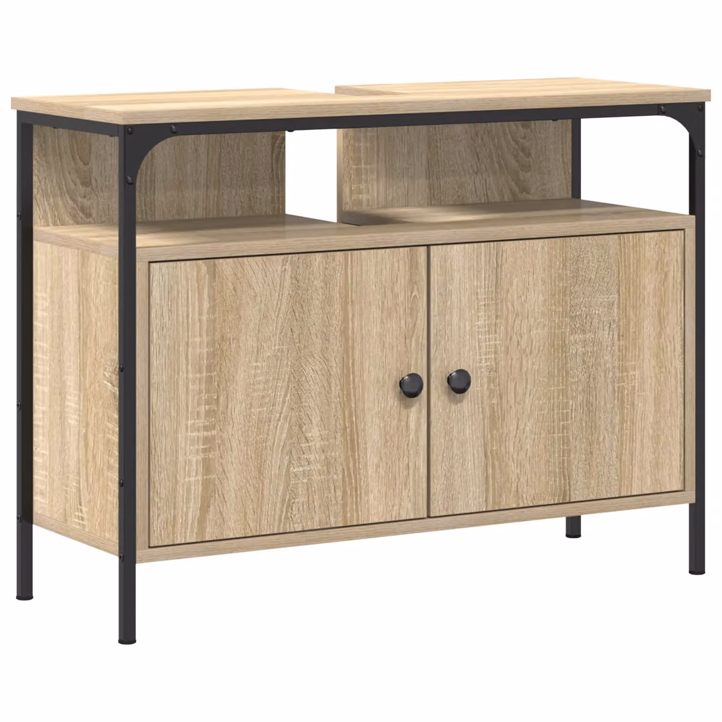 Berkfield Home Sonoma Oak Bathroom Sink Cabinet in Brown, W/D/H: 80 x 30 x 60 cm – 2