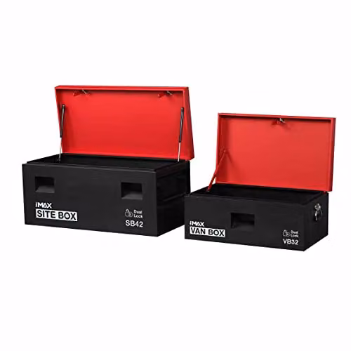 Hilka Tools VB32SB42 Steel Van and Site Combination Box, Red and Black