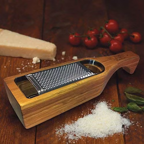 KitchenCraft World of Flavours Parmesan Cheese Grater with Handle in Brown and Silver, Bamboo and Stainless Steel, W/D/H: 27.5 x 6 x 5 cm – 3